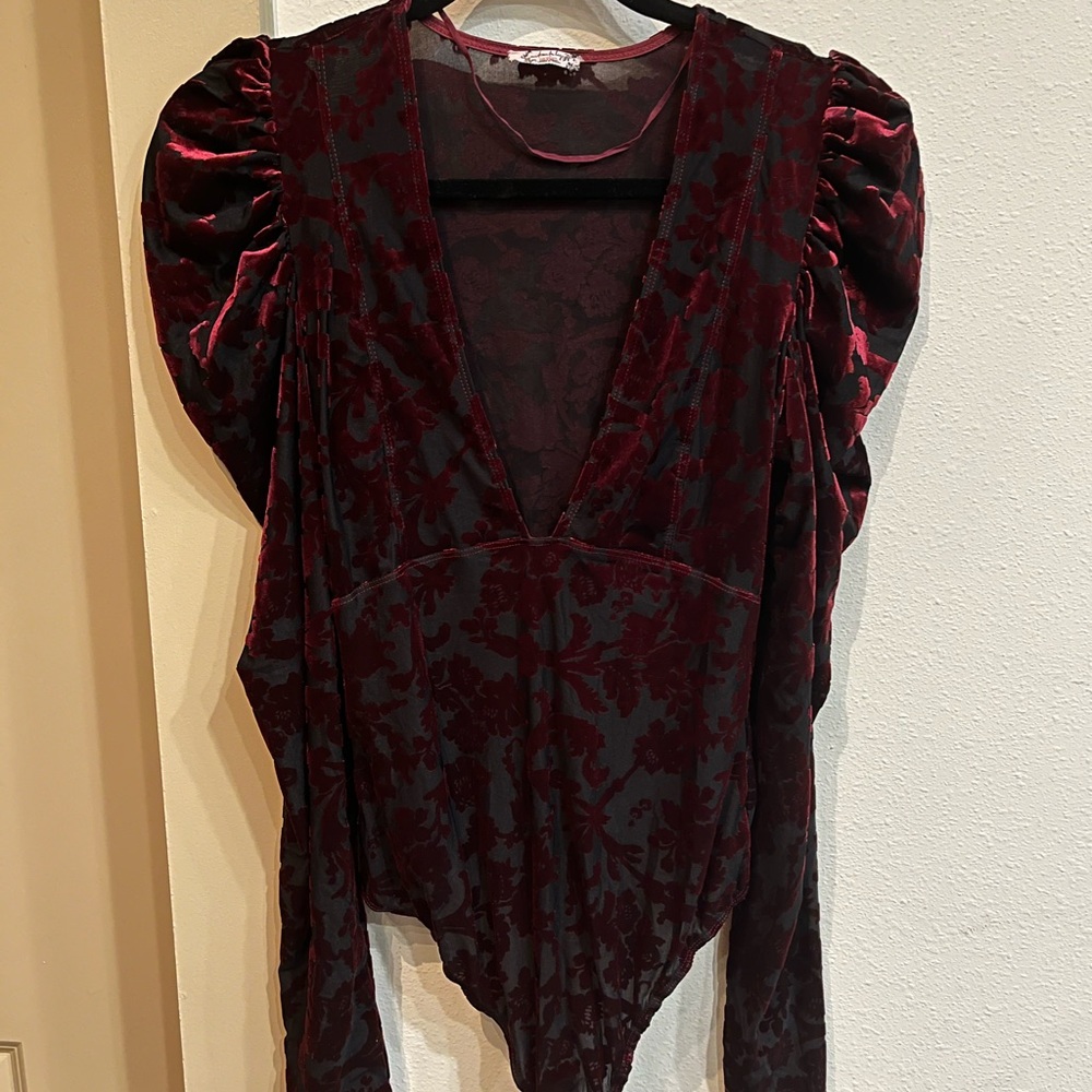Velvet free people Bodysuit in burgundy